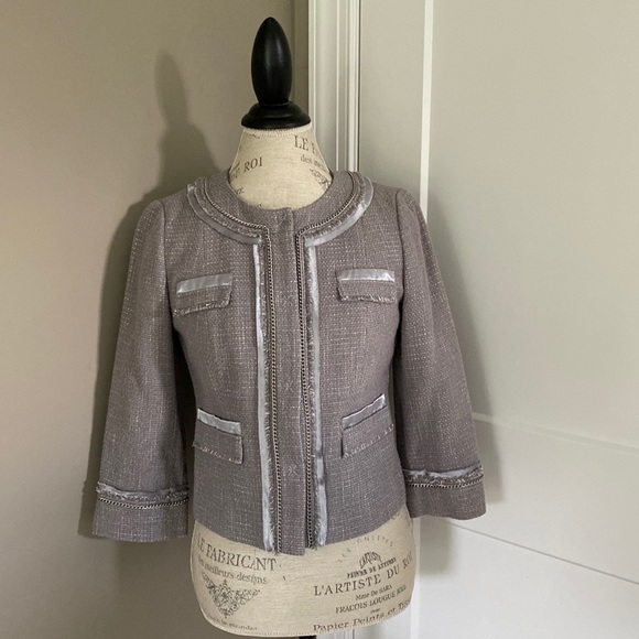 Halogen silver tweed cropped blazer size small - Picture 1 of 5